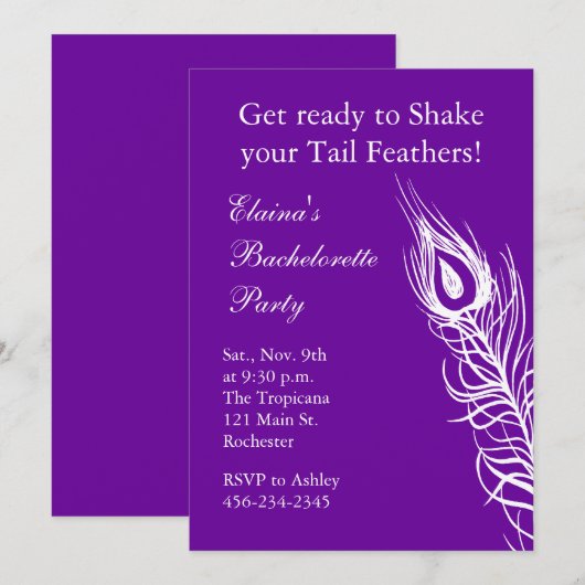 Schud uw Tail Feathers Bachelorette (violet) Kaart (Voorkant / Achterkant)