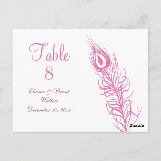 Schud uw Tail Feathers Table Number (fuchsie) Briefkaart (Achterkant)