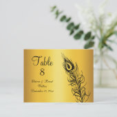 Schud uw Tail Feathers Table Number (goud) Briefkaart (Staand voorkant)