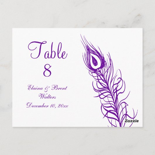 Schud uw Tail Feathers Table Number (violet) Briefkaart (Achterkant)