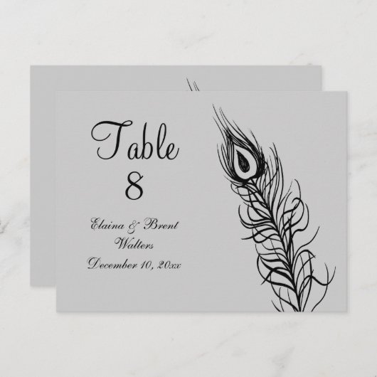 Schud uw Tail Feathers Table Number (zilver) Briefkaart (Voorkant / Achterkant)