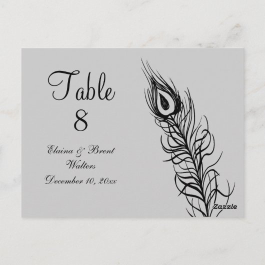 Schud uw Tail Feathers Table Number (zilver) Briefkaart (Achterkant)