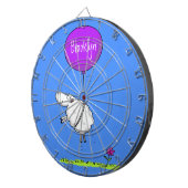 Schudballon cartoon humor illustratie dartbord (Voorkant Rechts)