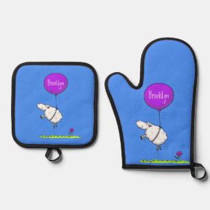 Schudballon cartoon humor illustratie ovenwant & pannenlap set