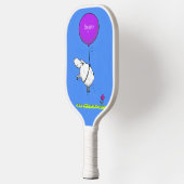 Schudballon cartoon humor illustratie pickleball paddle (Links)