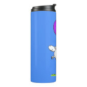 Schudballon cartoon humor illustratie thermosbeker (Gedraaid links)