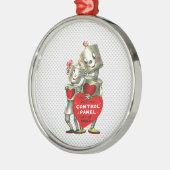 Schudbare  robots met rode harten metalen ornament (Links)