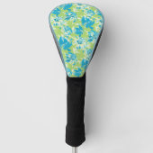 Schudblauw groen naadloos bloemig golfheadcover (Voorkant)