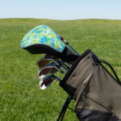 Schudblauw groen naadloos bloemig golfheadcover (Insitu)