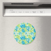 Schudblauw groen naadloos bloemig magneet (Insitu (Vaatwasser))