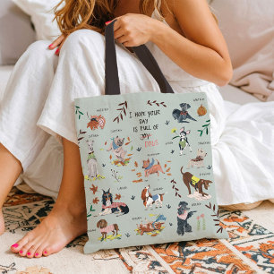 Schudblauw hondenliefhebber patroon tote bag