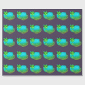 Schudblauw vet kattenkunst illustratie cadeaupapier (Vlak)