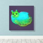 Schudblauw vet kattenkunst illustratie canvas afdruk (Insitu (Houten vloer))