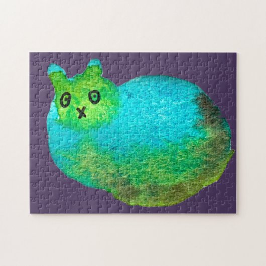 Schudblauw vet kattenkunst illustratie legpuzzel (Horizontaal)