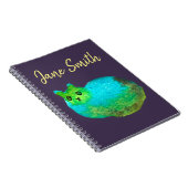 Schudblauw vet kattenkunst illustratie notitieboek (Rechterzijde)