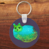 Schudblauw vet kattenkunst illustratie sleutelhanger (Voorkant)