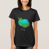 Schudblauw vet kattenkunst illustratie t-shirt (Voorkant)