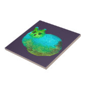 Schudblauw vet kattenkunst illustratie tegeltje (Zijkant)