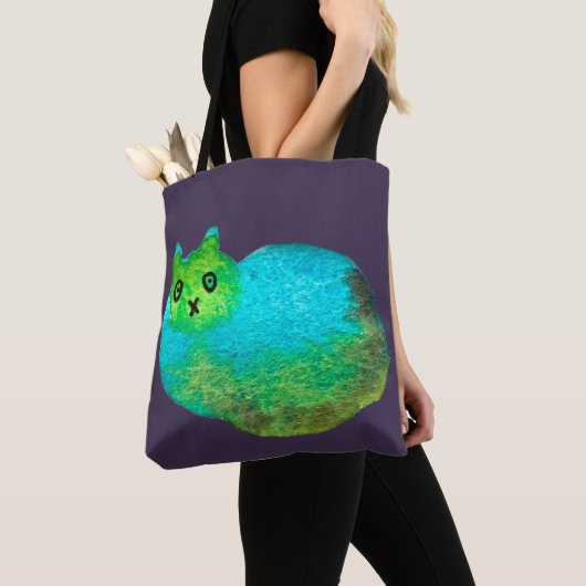 Schudblauw vet kattenkunst illustratie tote bag (Dichtbij)