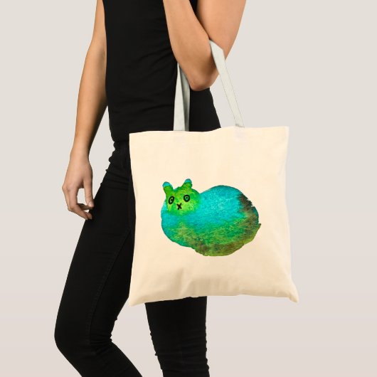 Schudblauw vet kattenkunst illustratie tote bag (Voorkant (product))
