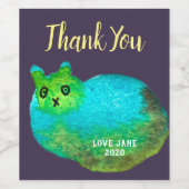 Schudblauw vet kattenkunst illustratie wijn etiket (Enkel label)