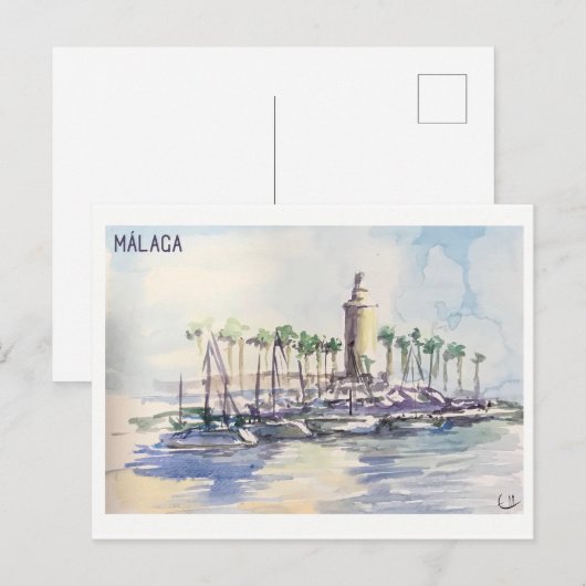 Schudboekpagina's. Málaga Briefkaart (Voorkant / Achterkant)