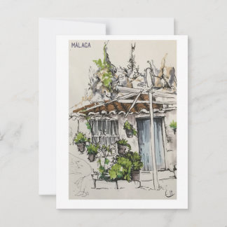 Schudboekpagina's. Málaga. Markers Briefkaart
