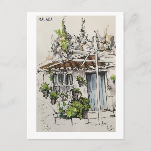 Schudboekpagina's. Málaga. Markers Briefkaart (Voorkant)