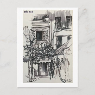 Schudboekpagina's. Málaga. Markers Briefkaart