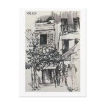 Schudboekpagina's. Málaga. Markers