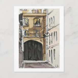 Schudboekpagina's. Málaga. Markers Briefkaart