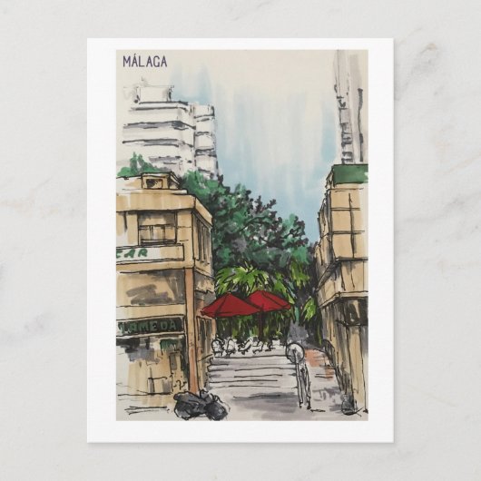 Schudboekpagina's. Málaga. Markers Briefkaart (Voorkant)