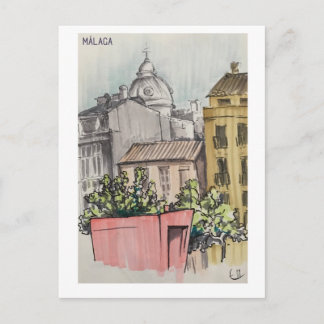 Schudboekpagina's. Málaga. Markers Briefkaart