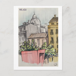 Schudboekpagina's. Málaga. Markers Briefkaart