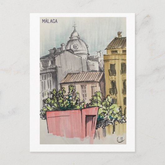 Schudboekpagina's. Málaga. Markers Briefkaart (Voorkant)