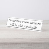 Schudbord, ga alsjeblieft zitten... bureau naambordje (Voorkant)