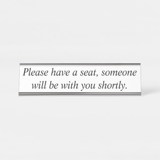 Schudbord, ga alsjeblieft zitten... bureau naambordje (Voorkant)