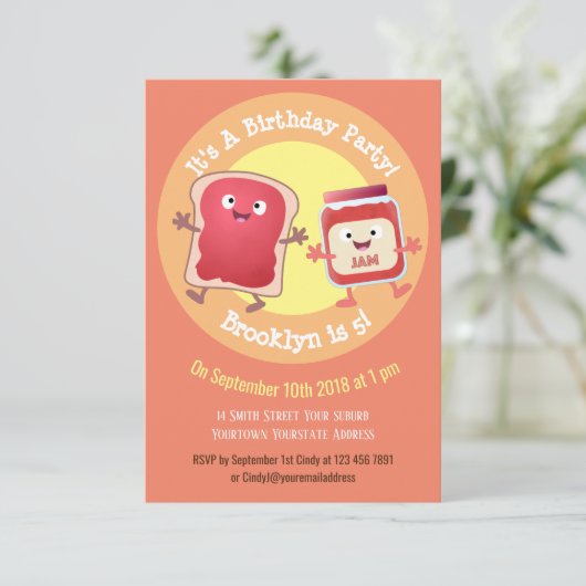 Schudbrood en uitnodiging ter illustratie van jam (Staand voorkant)