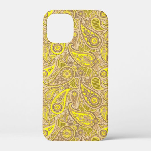 Schudbruin geel paisleypatroon Case-Mate iPhone case (Achterkant)