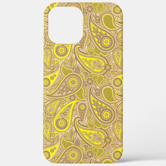 Schudbruin geel paisleypatroon Case-Mate iPhone case (Achterkant)