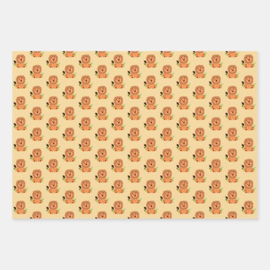 Schudde leeuw in het gras met kinder ladybug inpakpapier vel (Voorkant 2)