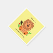 Schudde leeuw in het gras met ladybug servet (Hoek)