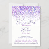 Schudde paarse kunstbruiloft met cascade magnetische uitnodiging (Voorkant)