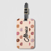 Schuddecoratieve donuts op roze bagagelabel (Voorkant (verticaal))
