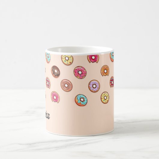 Schuddecoratieve donuts op roze koffiemok (Center)