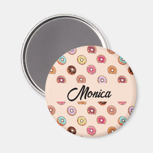 Schuddecoratieve donuts op roze magneet (Voorkant / Achterkant)