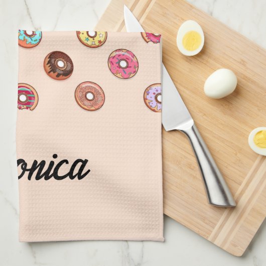Schuddecoratieve donuts op roze theedoek (Quarter Fold)