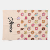 Schuddecoratieve donuts op roze theedoek (Horizontaal)