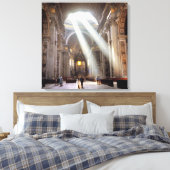 Schuddelen van zonlicht vloeien door de ramen canvas afdruk (Insitu (Slaapkamer))