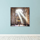 Schuddelen van zonlicht vloeien door de ramen canvas afdruk (Insitu (Houten vloer))